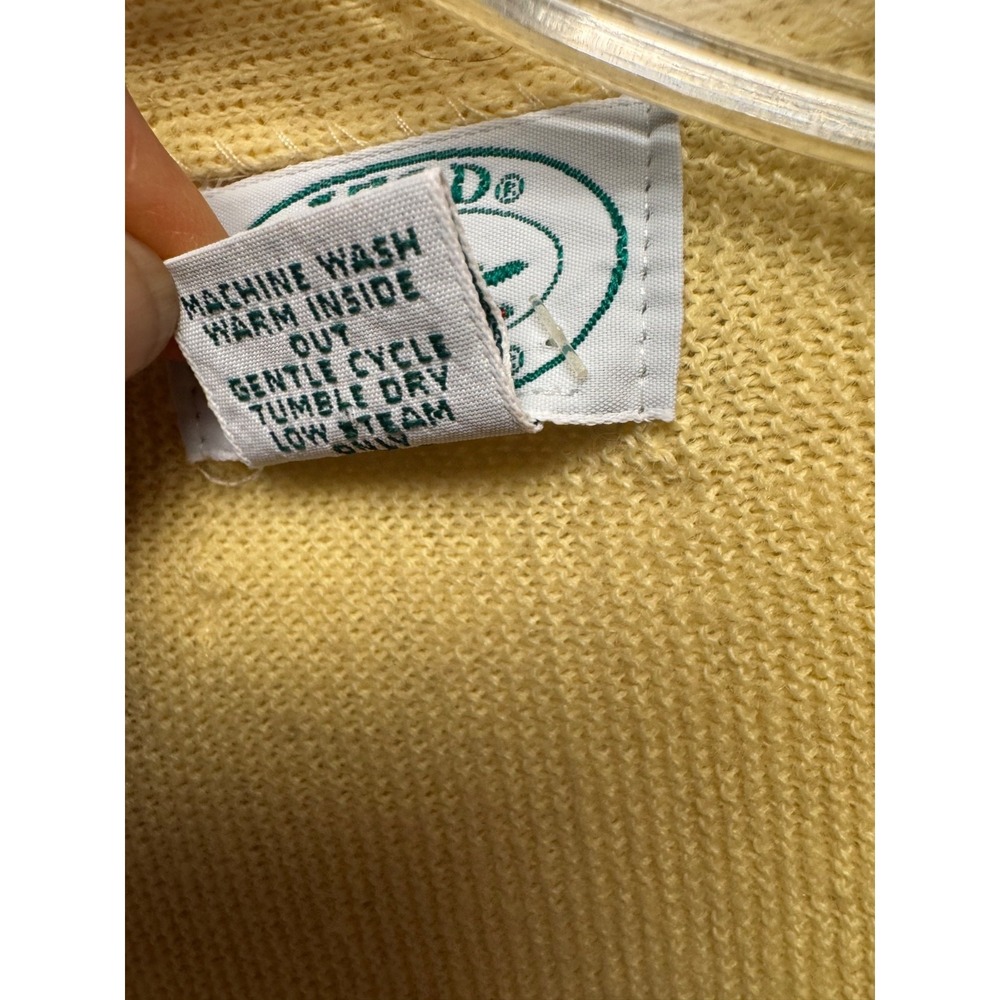 Vintage Izod Lacoste Cardigan Sweater Mens Large Yellow Grandpa Preppy USA Croc - Picture 5 of 13